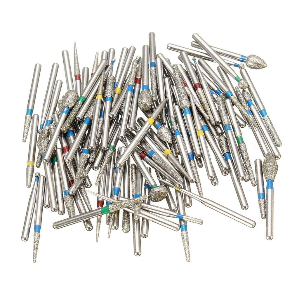 Pack of 100 Stainless Steel Anti-rust Nail Drill Bit Electric Manicure Bits