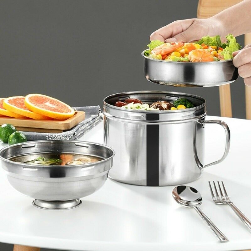 304 Stainless Steel Lunch Box 2 Layers Leak-Proof Food Container Dinnerware Uk