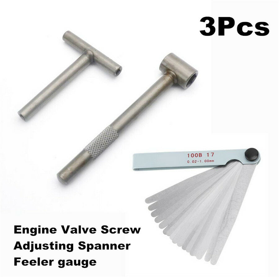 1 Set Motorcycle Engine Valve Screw Adjusting Spanner Tool+Feeler Gauge 0.02-1mm