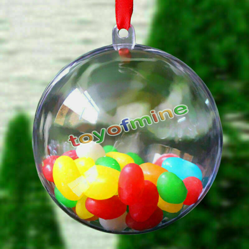 fun Plastic Round Ball Christmas Clear Bauble Ornament Gift Present Xmas Tree