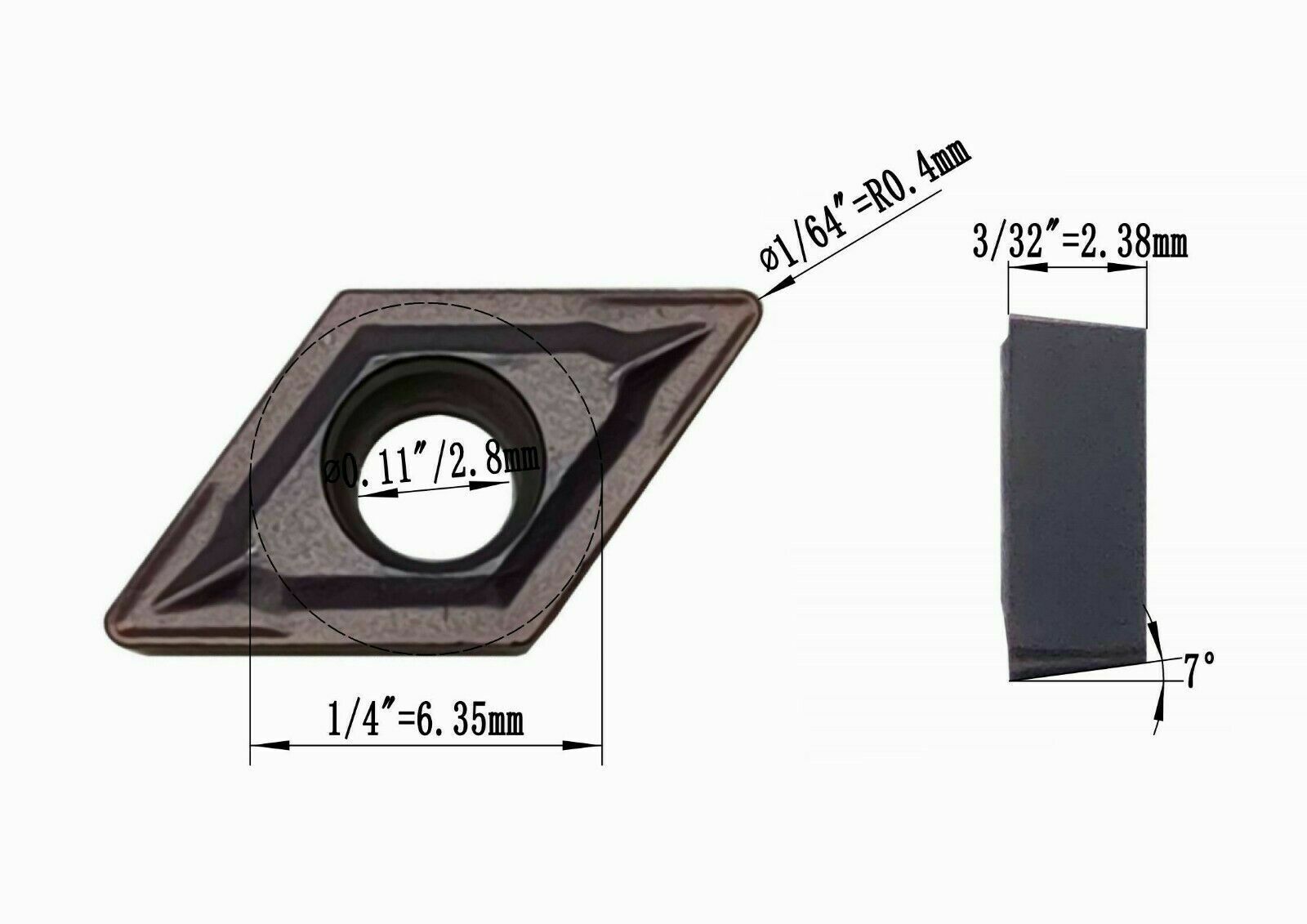 100PCS DCMT070204 DCMT21.51 CNC Indexable Carbide Turning Insert For SDJCR/L