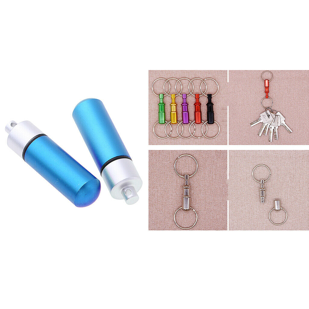 2x Mini Aluminum Keychain Blue & 2x Quick Release Keychain Yellow