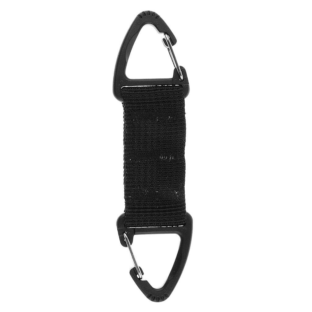 2pcs Double Ended Carabiner Clip Straps Double End Triangular Hook Color Black