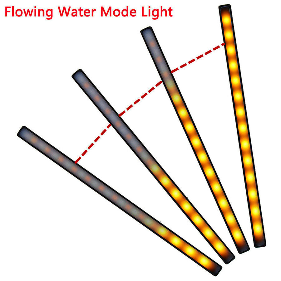 2x Red/Amber 29 LED Aluminium Car Brake Stop Light DRL+ Flowing Turn Signal Lamp