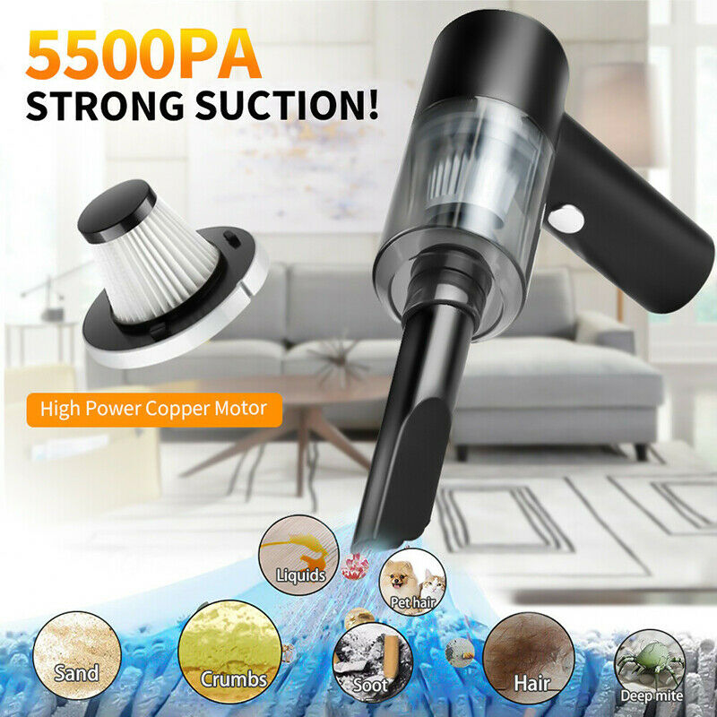 120W 5500Pa Cordless Handheld Vacuum Dust Cleaner Rechargeable Car Home Mini