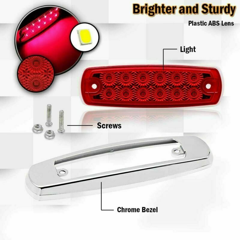2x Red 12-LED Side Marker Lights Truck Trailer RV Clearance Light Waterproof 12V