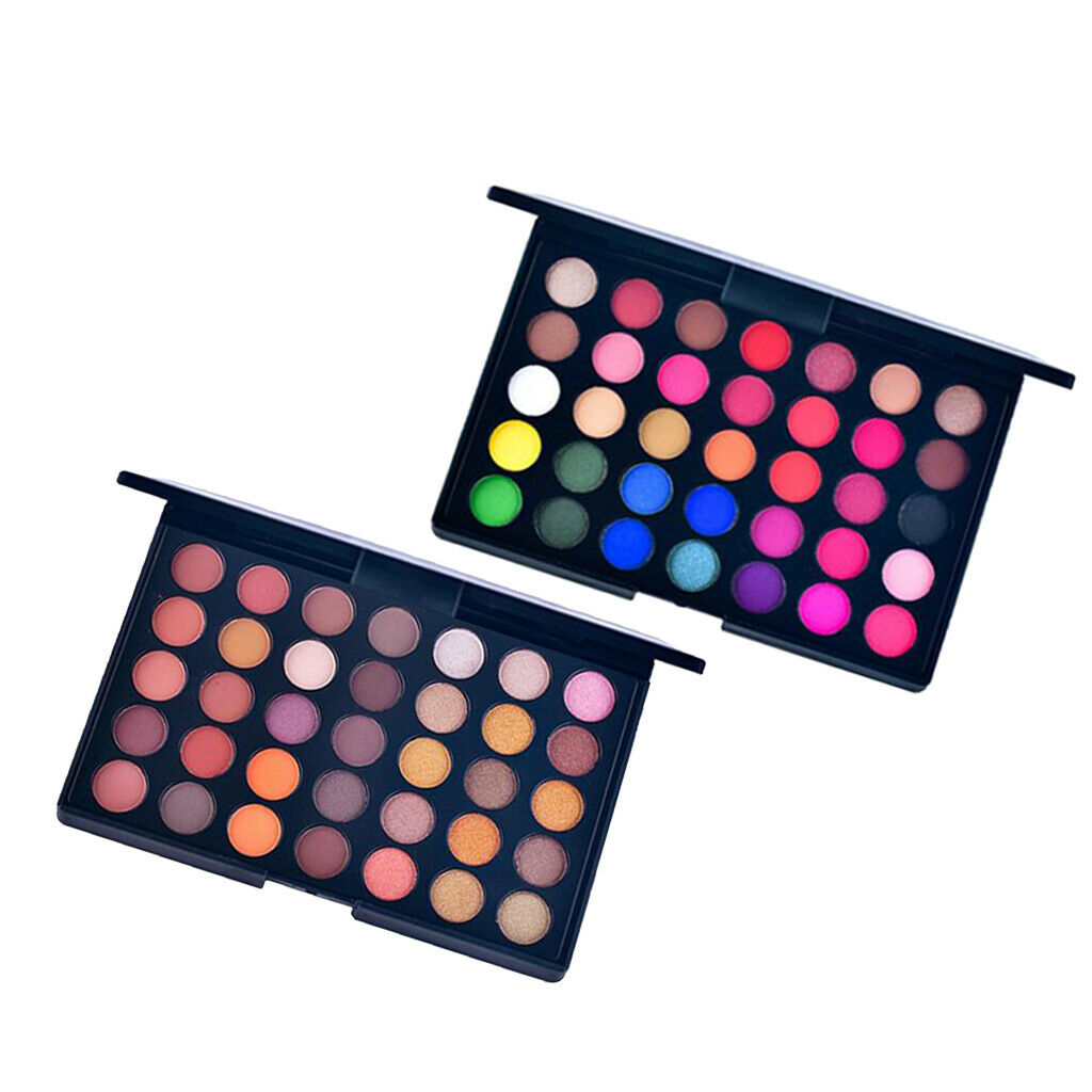 2Pcs 35 Colors Bright Eye Shadow Palette Pallete Makeup Waterproof Gifts