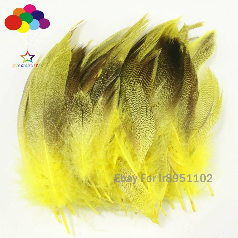 100 pcs Wholesale Yellow Duck Feathers Real Dyed Feather Duck Flank Decoration