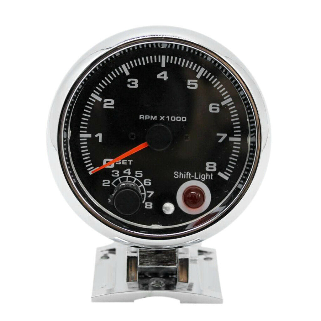 3.75 Inch Black Face Car Tachometer Tacho Gauge W/ Shift Light 0-8000RPM