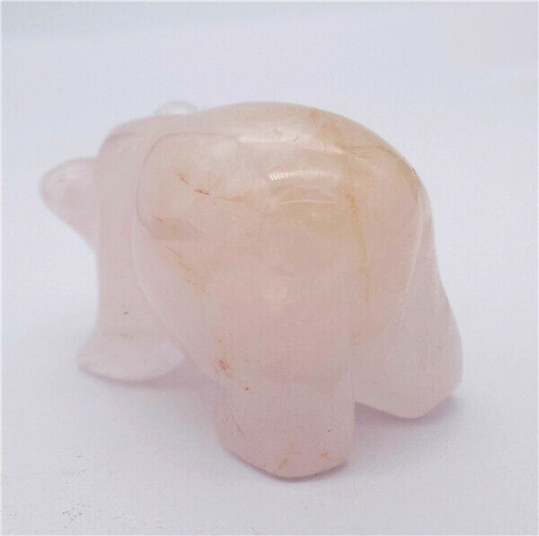 48x30x26mm Natural Rose Quartz Carved Bear Decoration Statue Home Decor HH7736