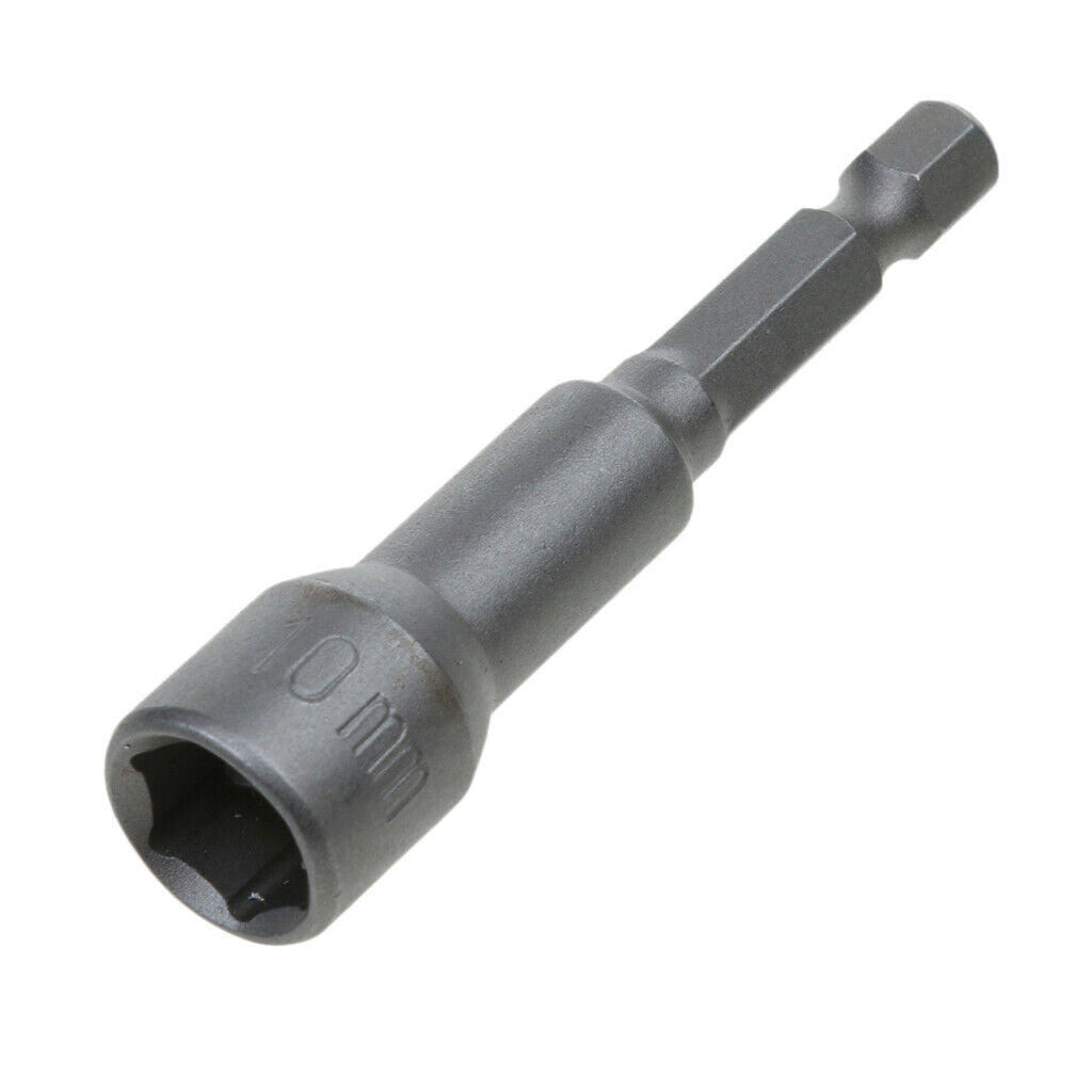 2x Socket Bit Hex Shank Adapter Nut 10mm Bar for Automotive DIY 10mm Gray