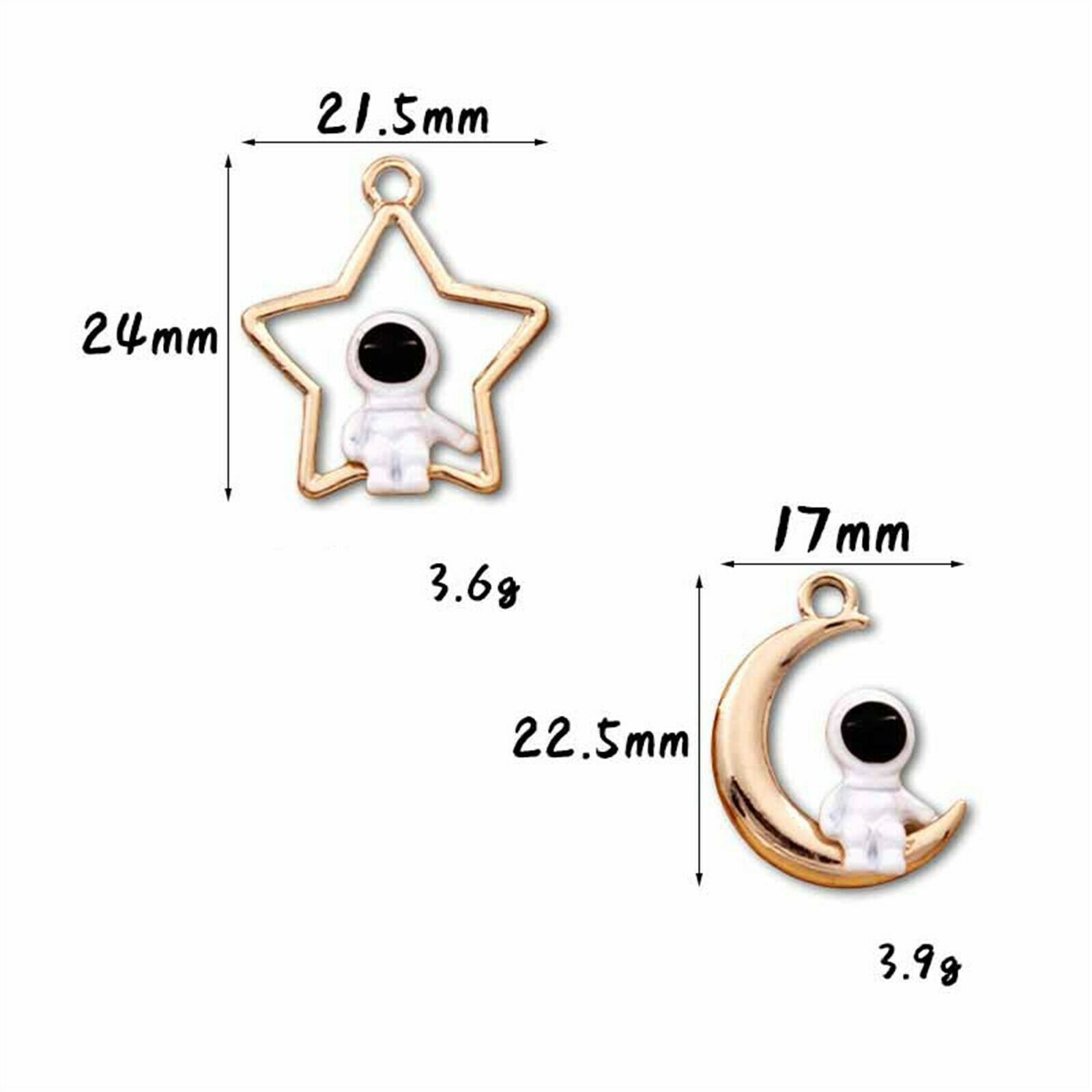 10PCS White Color Alloy Astronaut Moon Star Charms Pendant Jewelry Making Craft