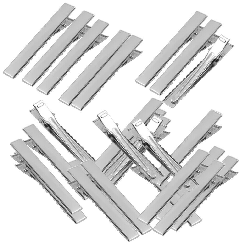 2X 50pcs Assorted Size Flat Single Prong Metal Alligator Hair Clips 56mm