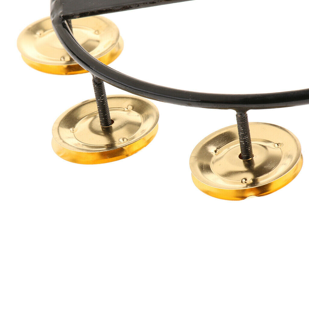 Golden Hi Hat Tambourine with Single Row Steel Jingles for Drum Set Percussion