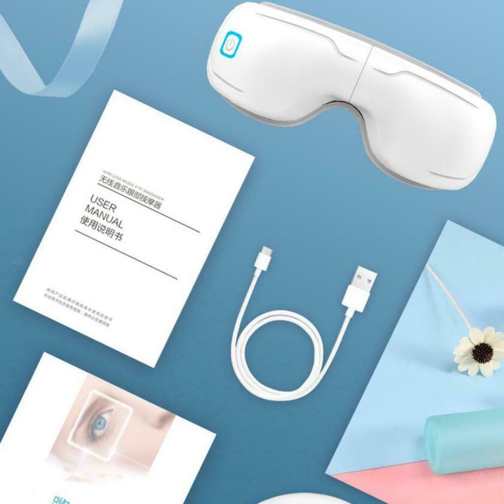 Eye Massager with Heat Electric Vibration Music Portable Rechargeable and 180°
