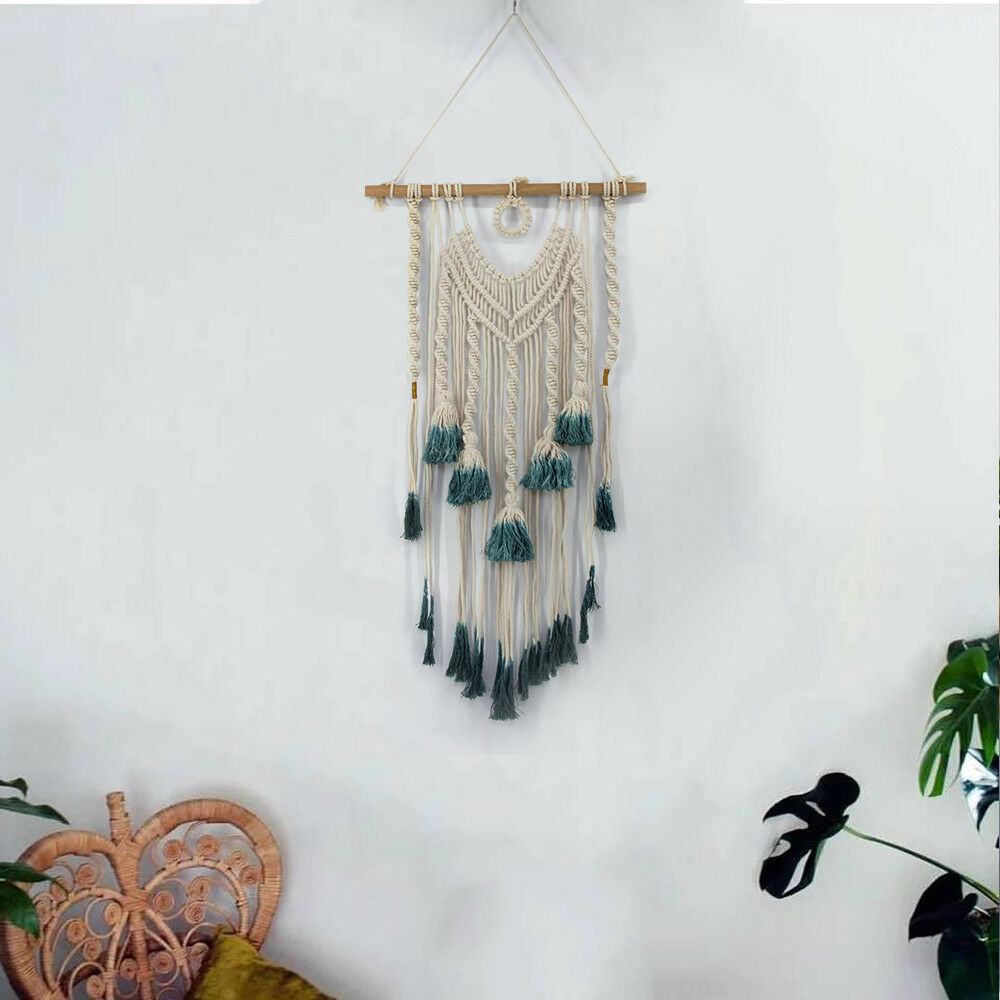 Green Wall Tapestry Bohemian Art Macrame Woven Hanging Backdrop Wedding Party