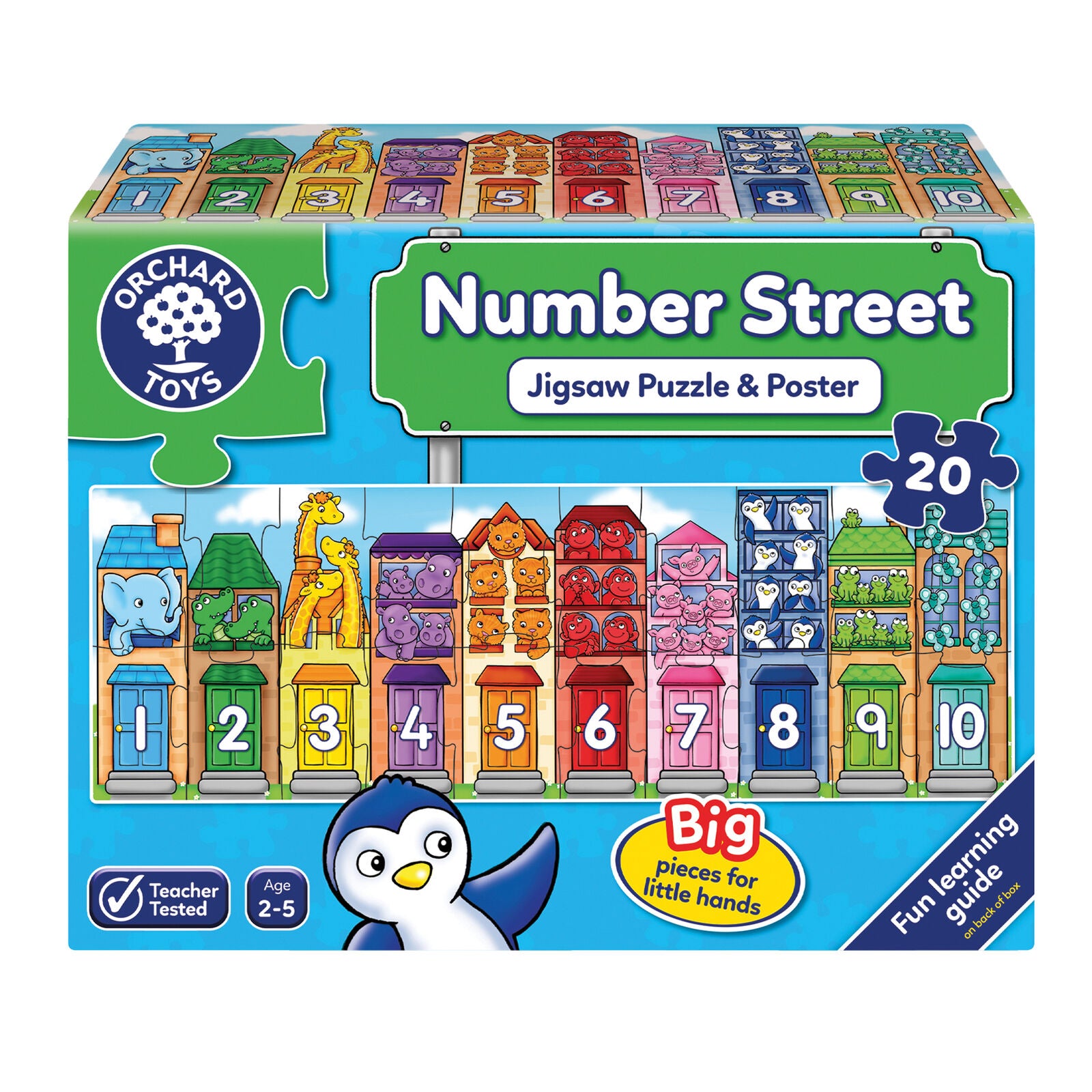 Orchard Toys 231 Number Street Jigsaw Puzzle 20 Pieces Counting Puzzle Children