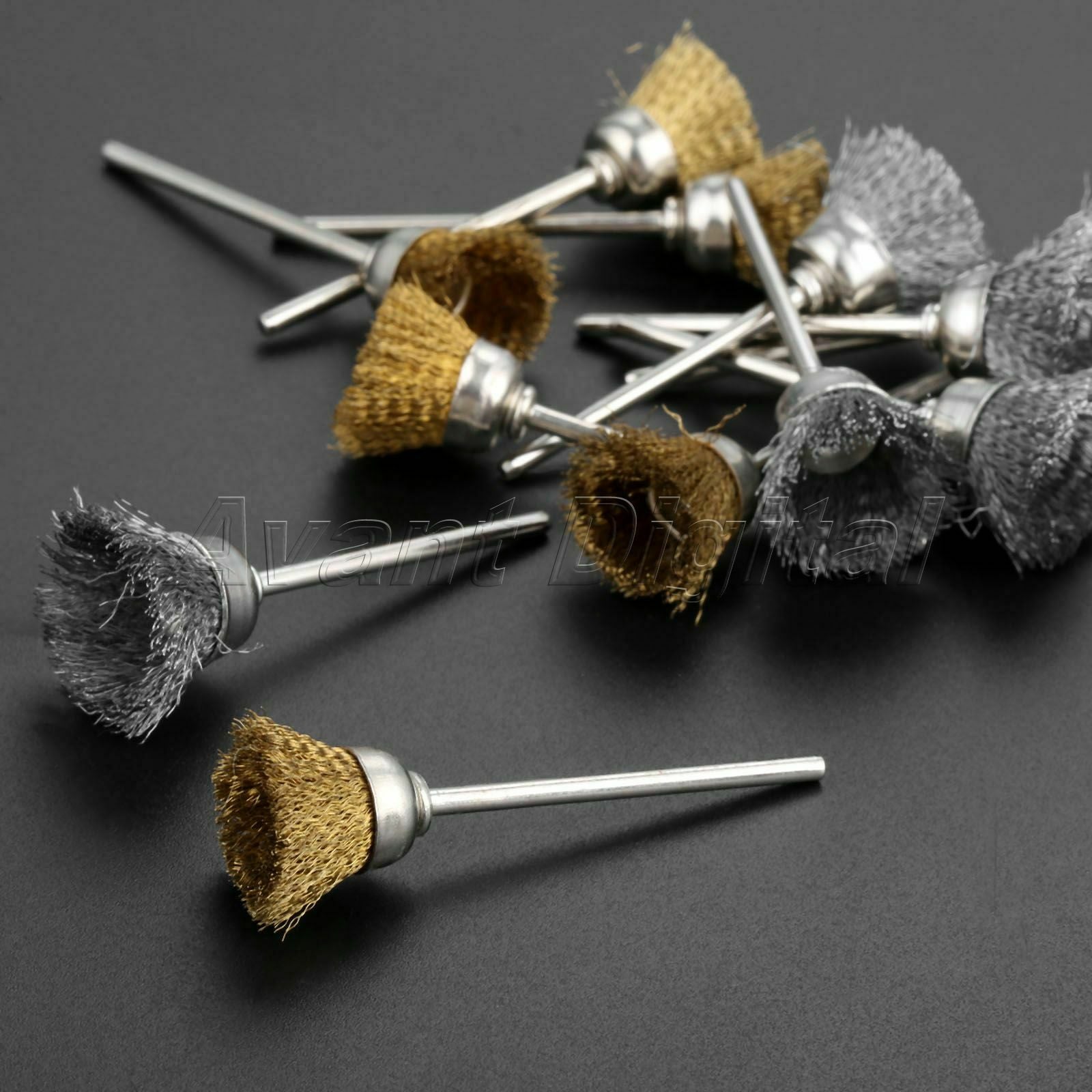 Steel Brass Cup Wheel Wire Wheel Brush Set Polishing Buffing Rotary Tool 36Pcs