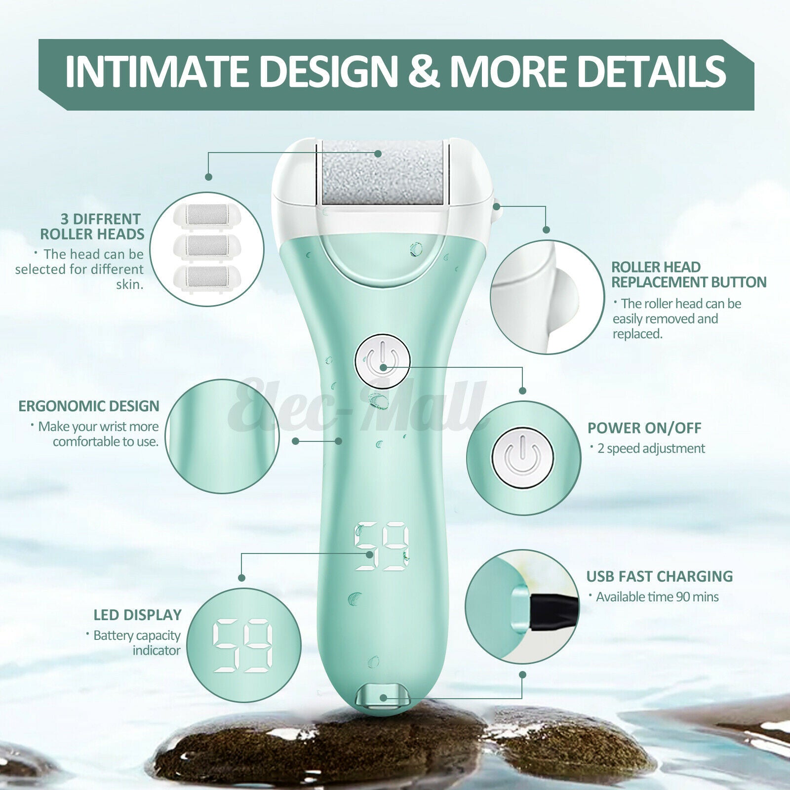 Electric Foot Grinder File Machine Dead Skin Callus Remover Pedicure Tool
