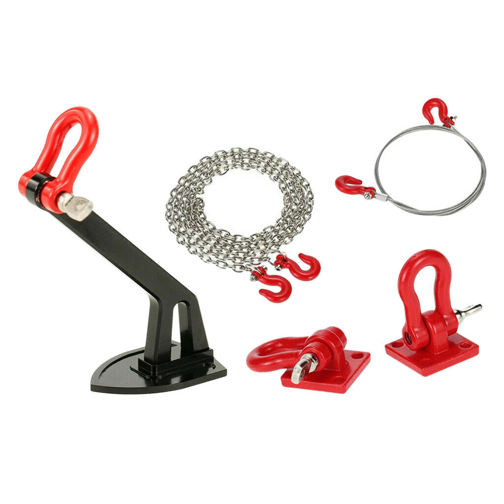 Tow Hook+Trailer+Steel Tow Chain+Winch Anchor for 1:10 RC4WD D90 CC01 RC Car