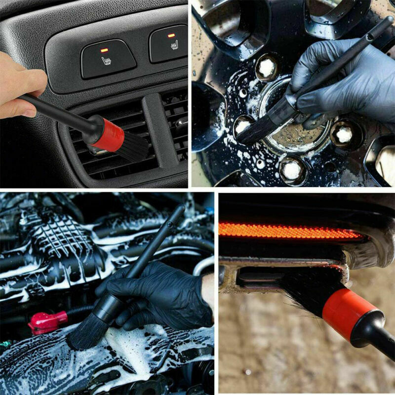 7pcs Car Detailing Brush Kit Boar Hair Vehicle Auto Wheel Clean Brush Set New