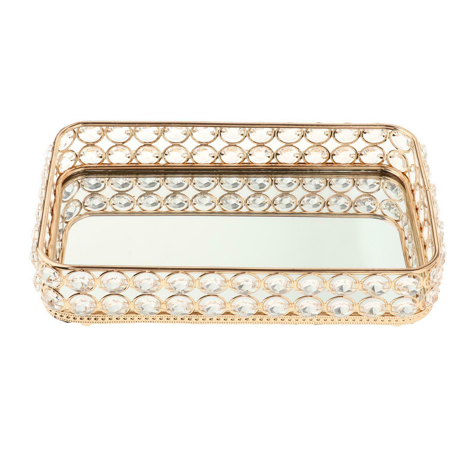 Exquisite Crystal Tray Desk Mirror Jewelry Perfume Organizer Wedding Dresser