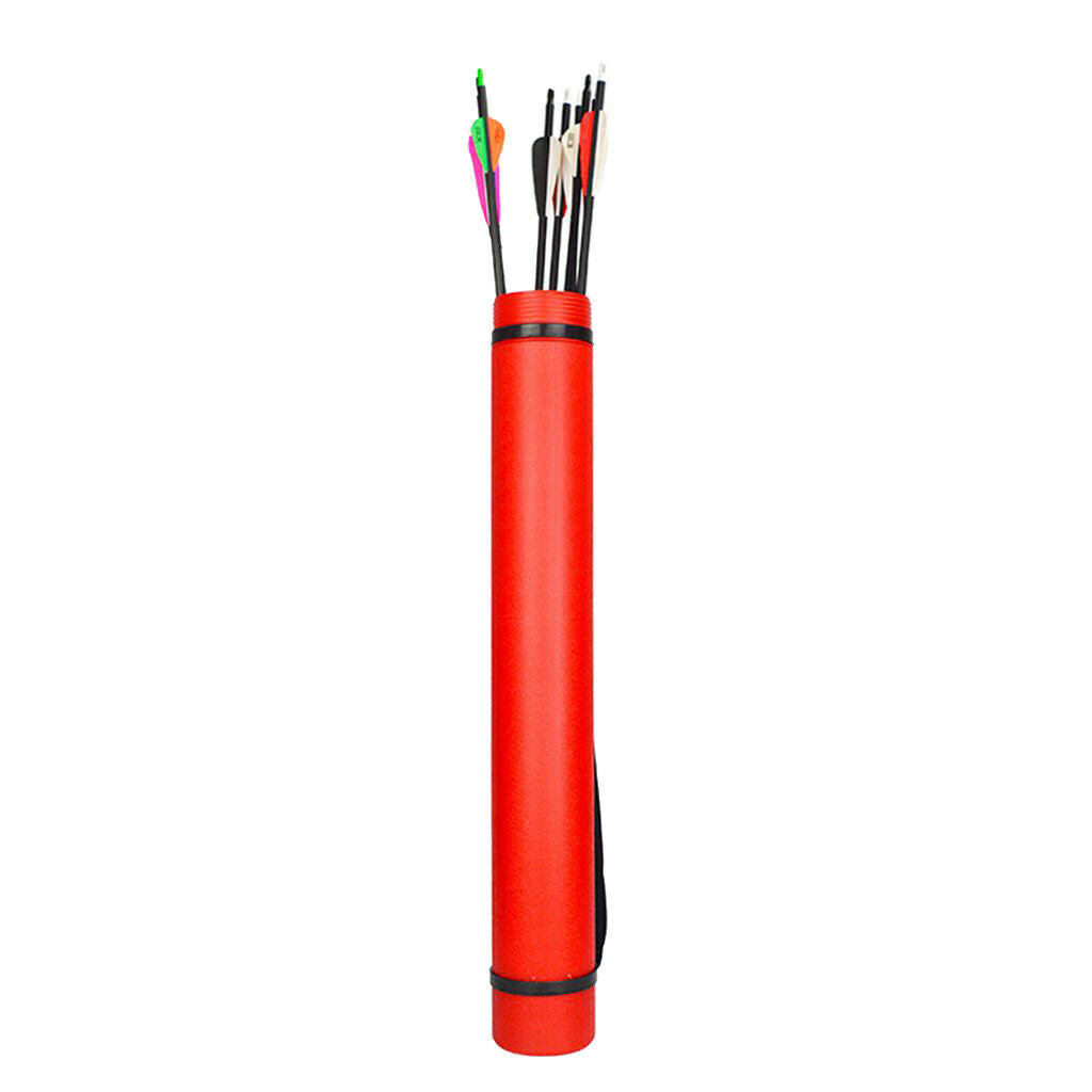 Adjustable Archery Arrow Quiver Tube Shoulder Holder Strap Carrier Red
