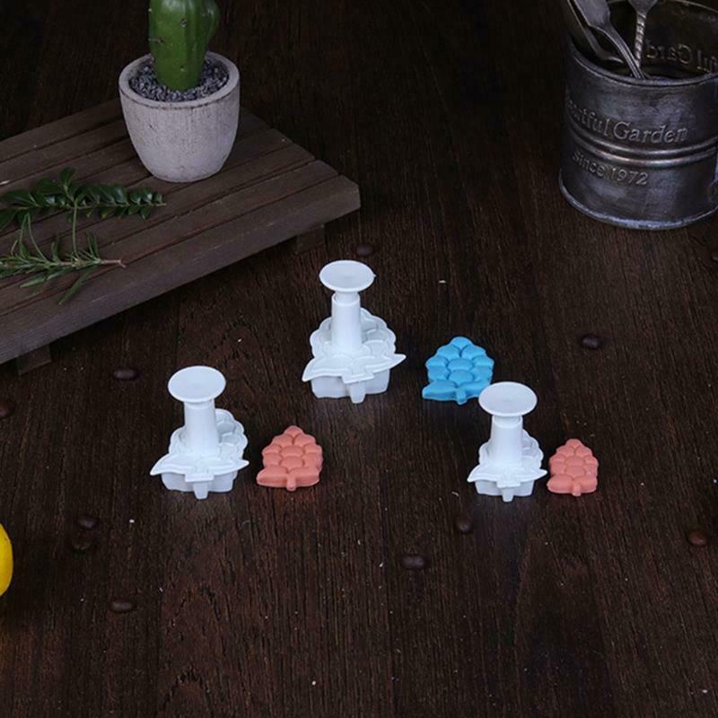 Plastic Cookie Cutter Embossing Mold Set Mini Christmas Fruit Theme Moulds