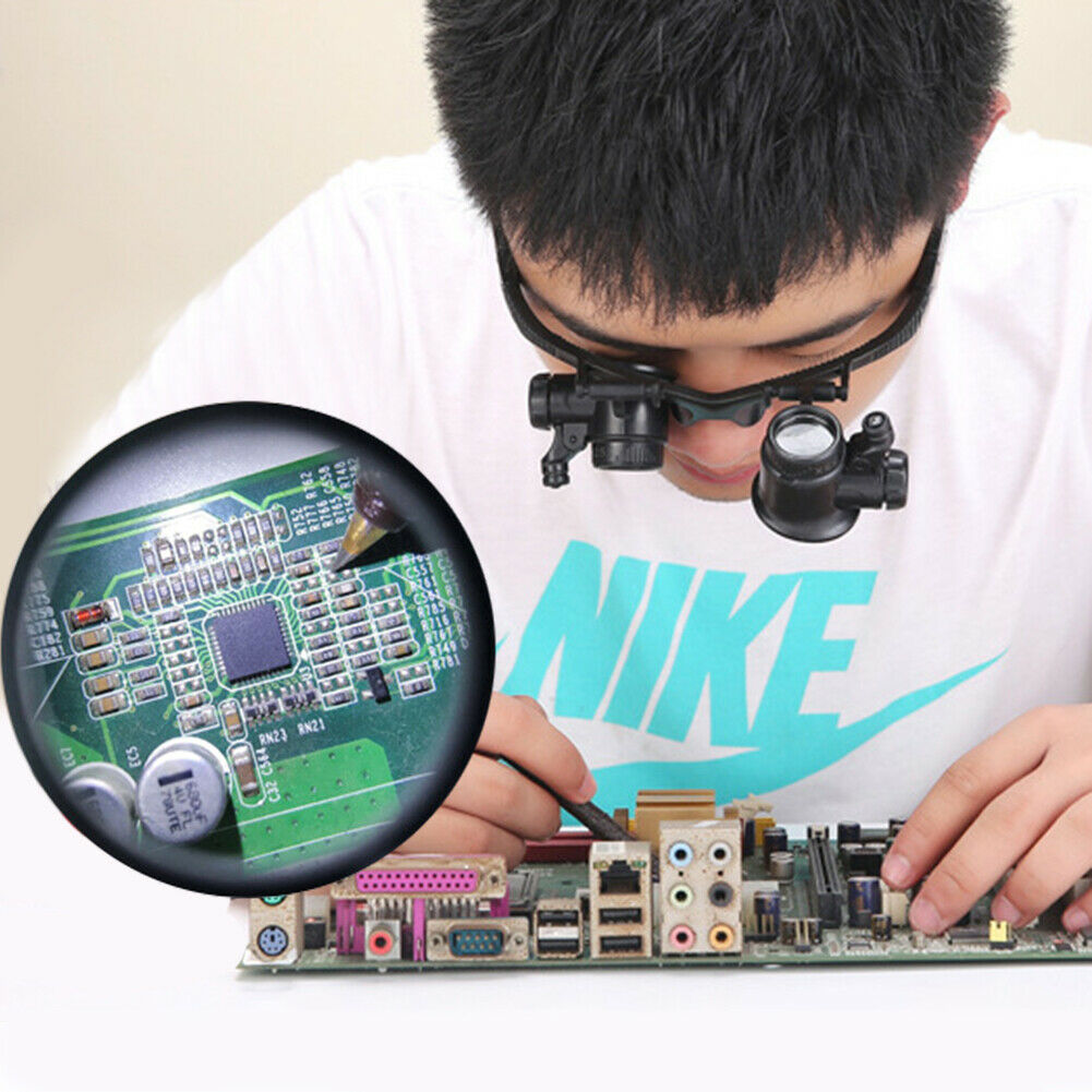 Multi-Power Double Lights Magnifier Glasses Loupe Magnifying Glass w/Lens @