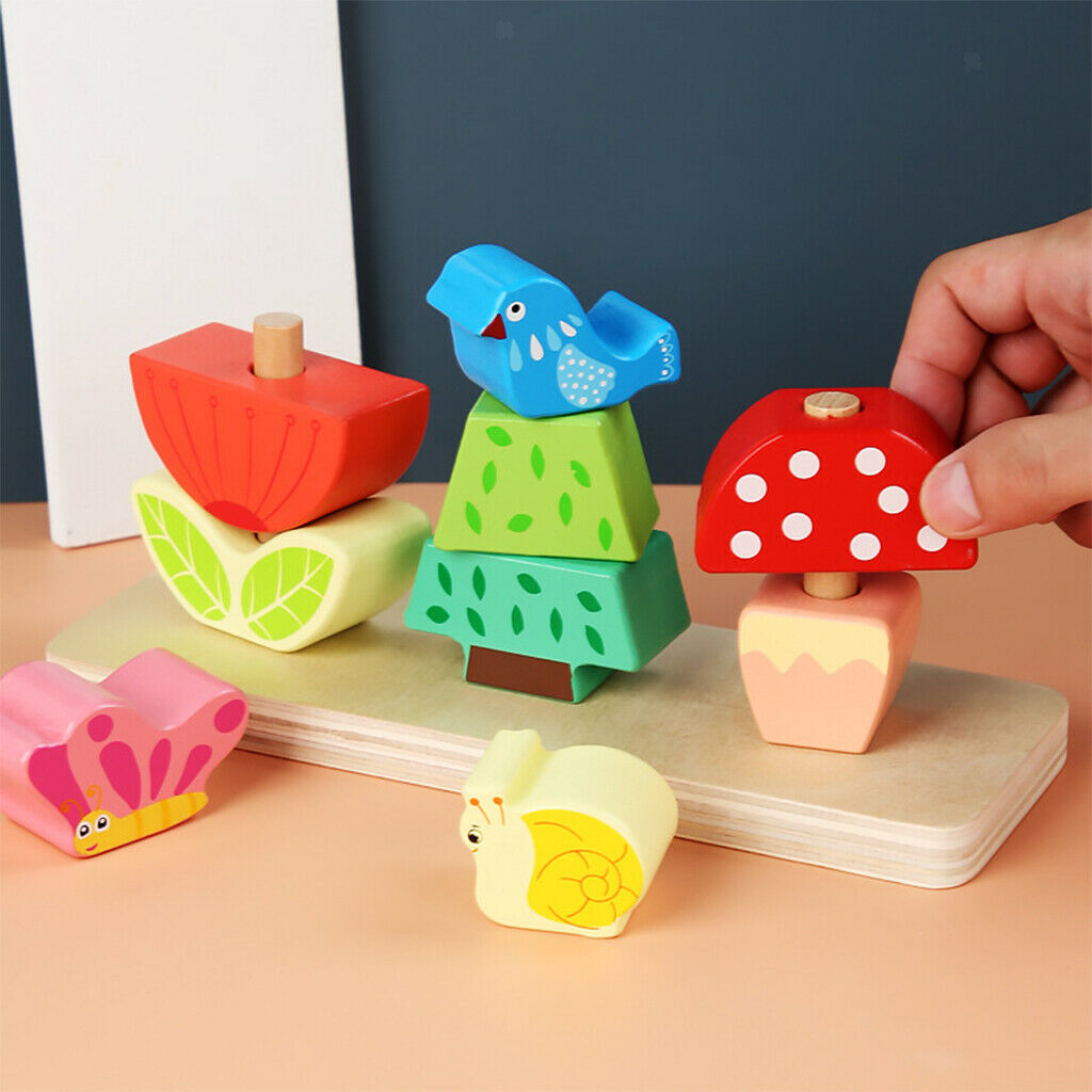 Stacking Toys Creative Puzzles Wooden Toys Pillar Blocks for Boys and Girls