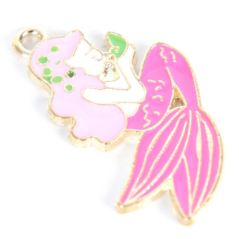 10x/Lot Enamel Alloy Mermaid Charms Metal Pendants DIY Jewelry Findings Cr Nj Rf