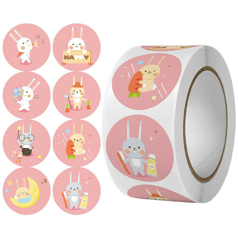 500pcs/roll Rabbit Thank you Stickers Gift Decor Seal labels Kids Reward .l8
