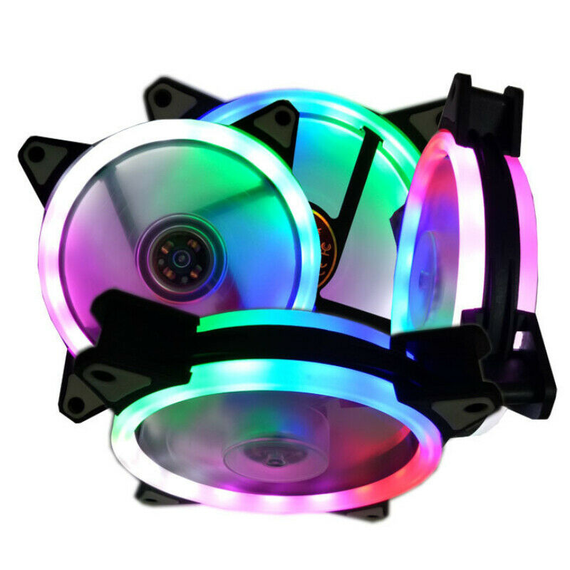 120mm White LED Cooling Fan 12V 4Pin to 3Pin RGB Computer Case PC CPU Heatsink!
