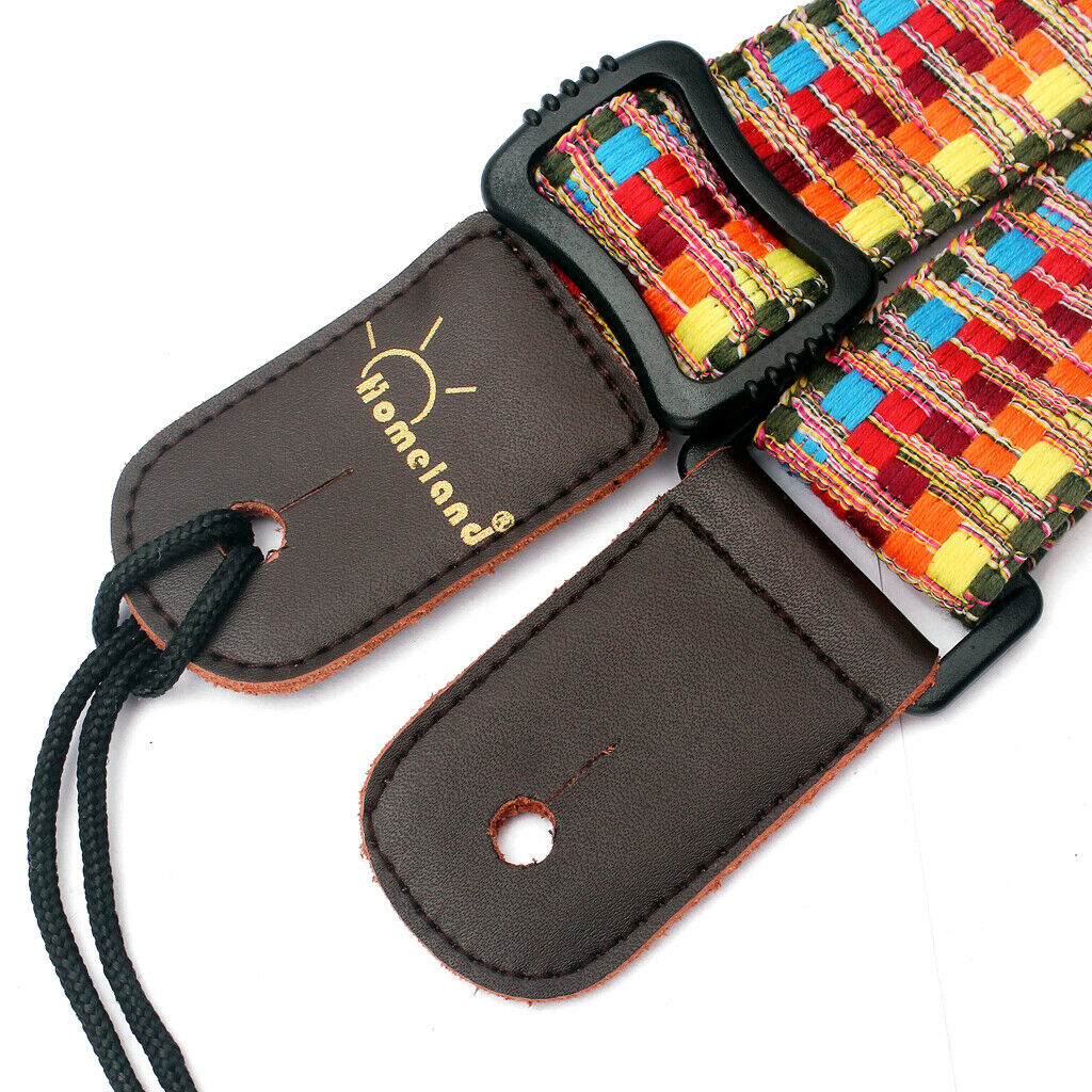 Nylon Guitar Strap with Leather Ends for Guitar Ukulele Mandolin Banjo