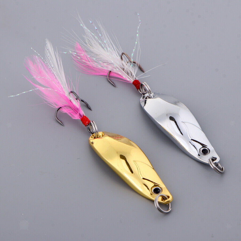 2 pcs Fishing Lure Metal Spoons Fishing Lures Hard Sequins Baits With Hooks