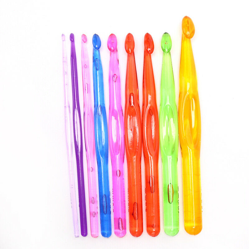 9Pcs/Set Crochet Hooks Needles Hook 3mm to 12mm Acrylic Needle Knitting C.l8