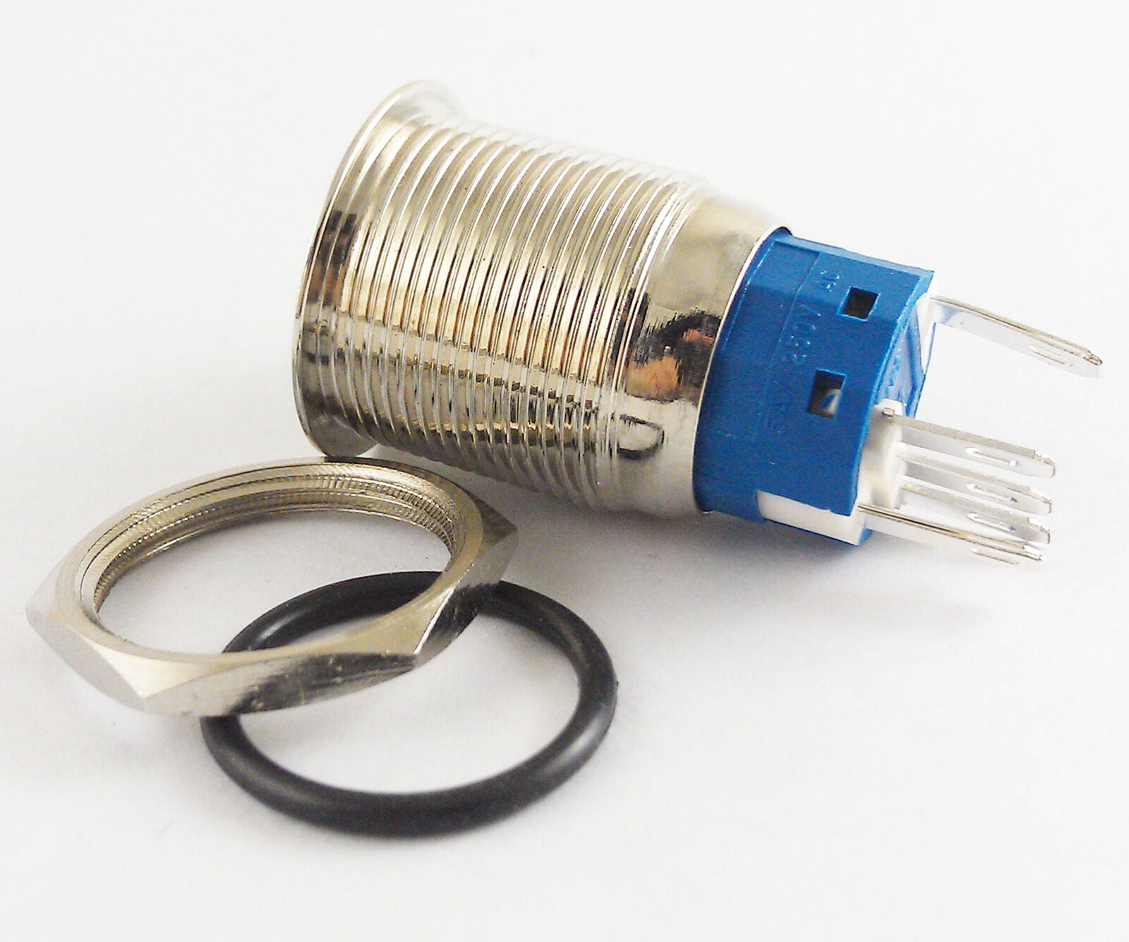 1pc Metal Flat Blue Led Push Button Waterproof Self-Locking Switch 19mm QN19-C5