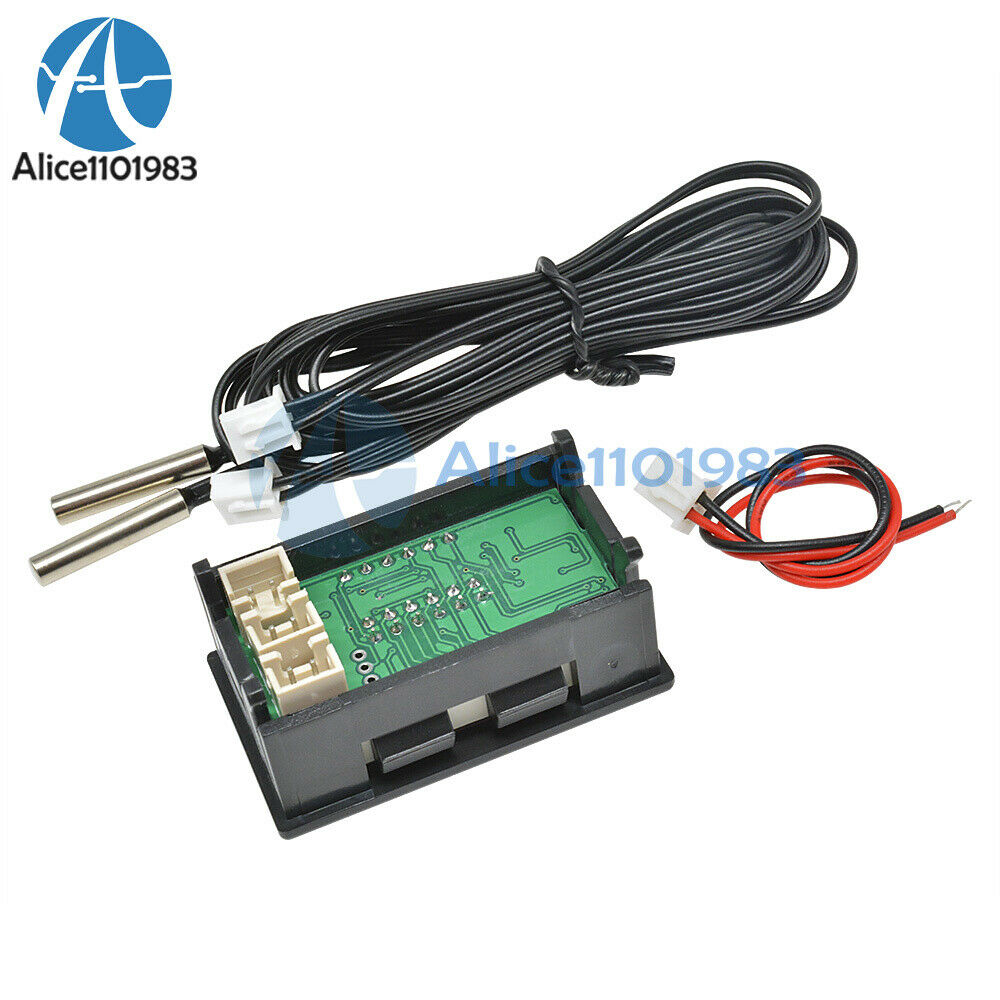 DC4V-28V Red Blue Dual LED Display Digital Thermometer Temperature Sensor Porbe