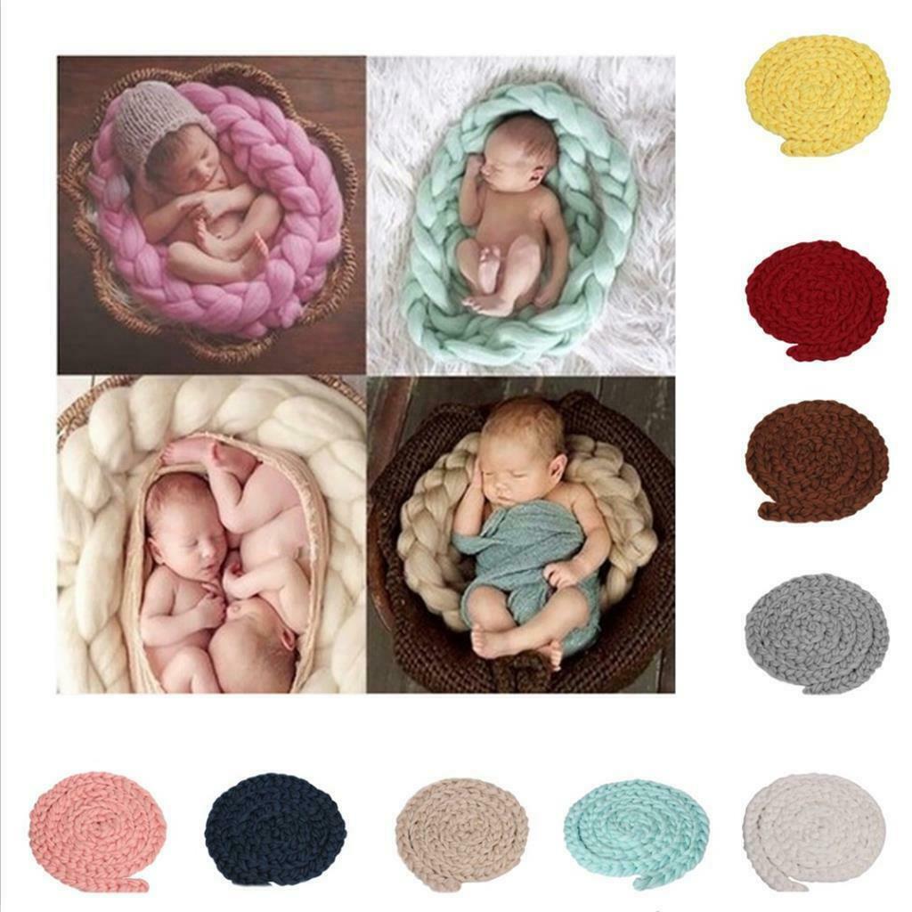 2x Newborn Baby Photography Photo Props Backdrop Wool Knitting Blanket Rug