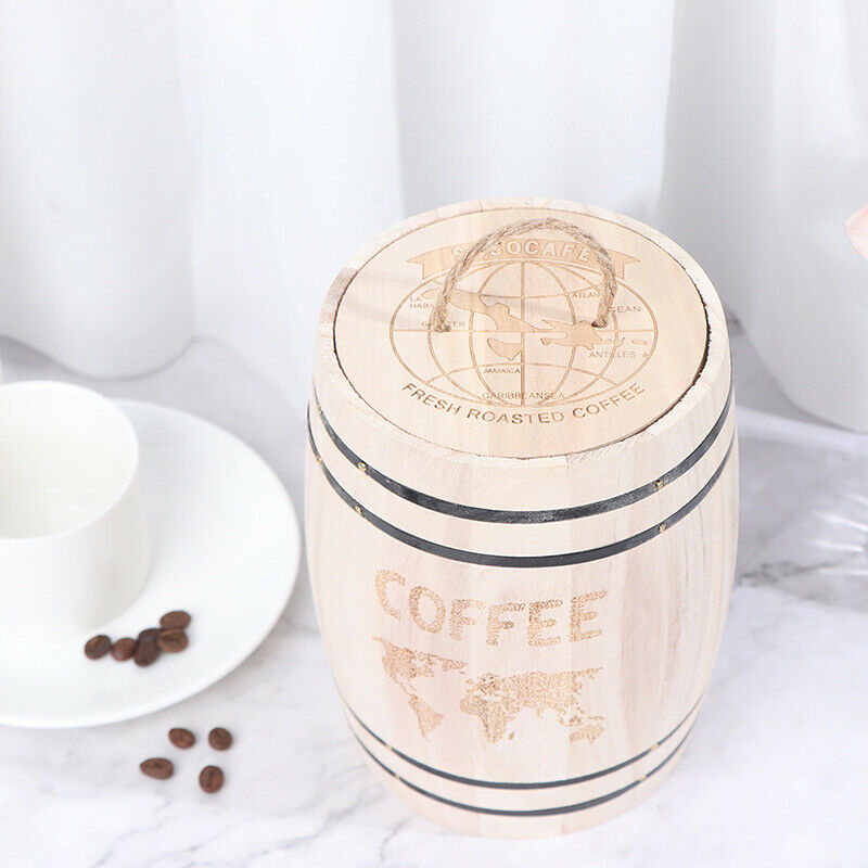 Natural Wooden Coffee Bean Container Food Storage Bottles Coffee Beans Barre DF