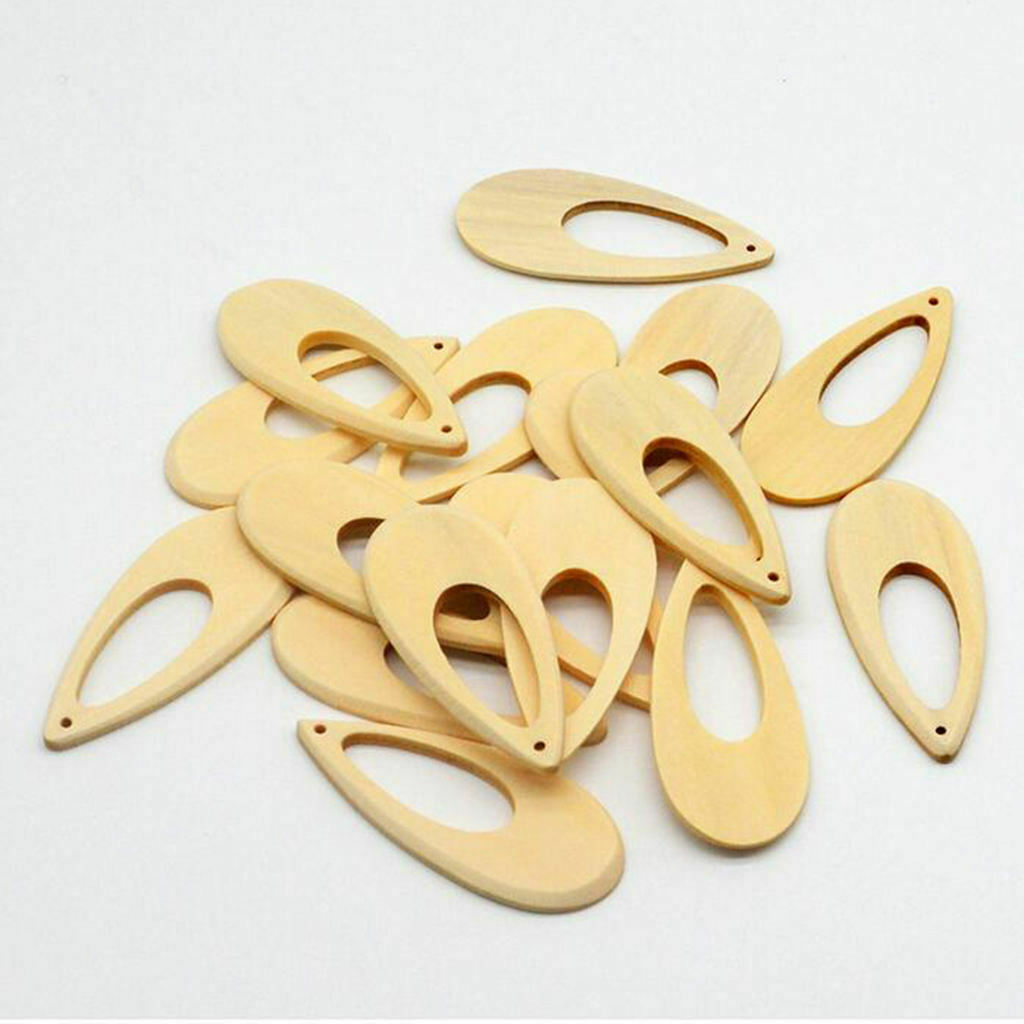 20x Drop Shapes Unfinished Wood Pendants Wooden Beads for DIY Earrings
