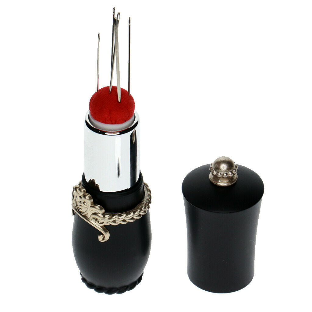 4 pieces Lipstick Needles Pin Cushion with 20 pcs Hand Sewing Needles Portable