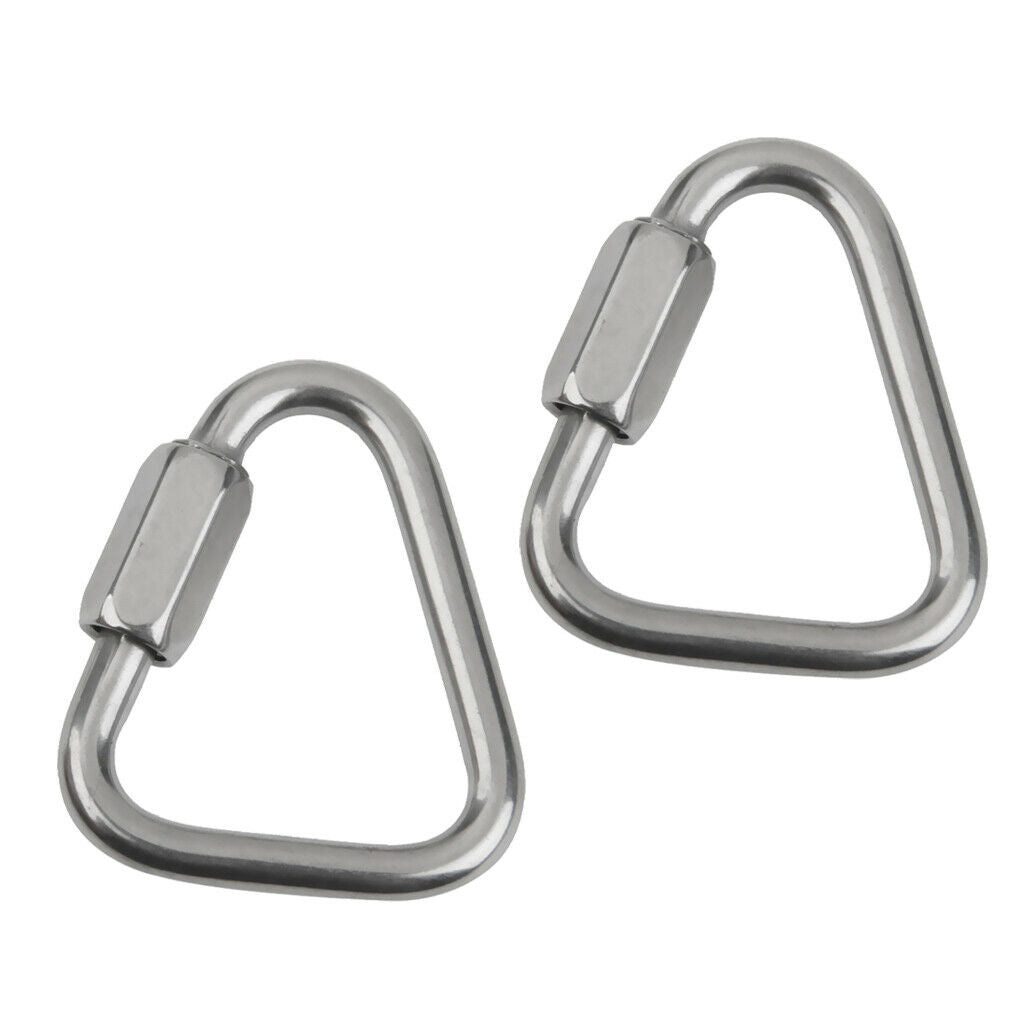 2Pcs Triangle Shape Mountain Rock Climbing Stainless Screw Locking Carabiner