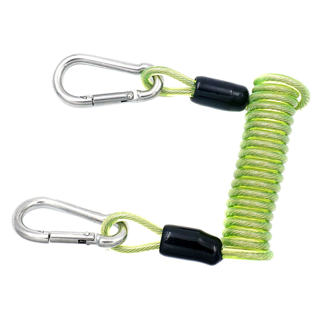 2X Professional Scuba Diving Spiral Spring Coil Lanyard Safety Emergency Green