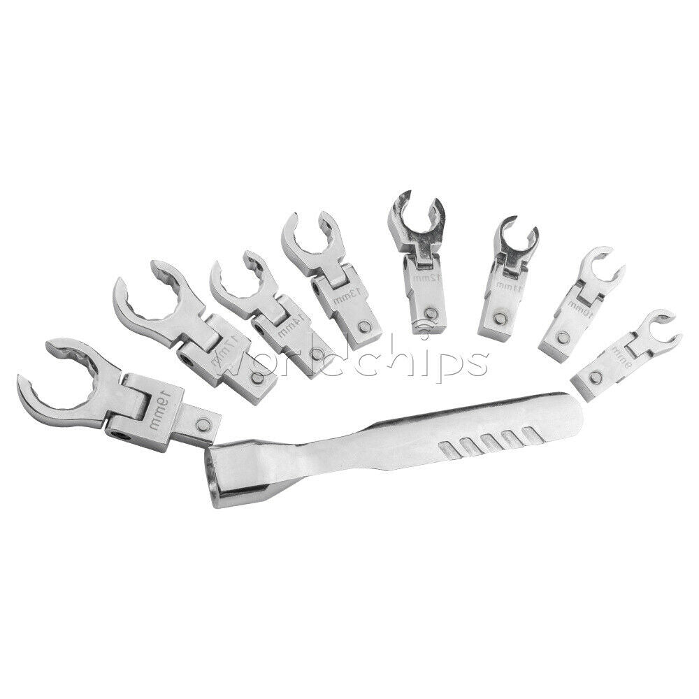 9 PCS Portable Metric Ratchet 180Â° Rotating Gear Removable Flexible Wrench Set