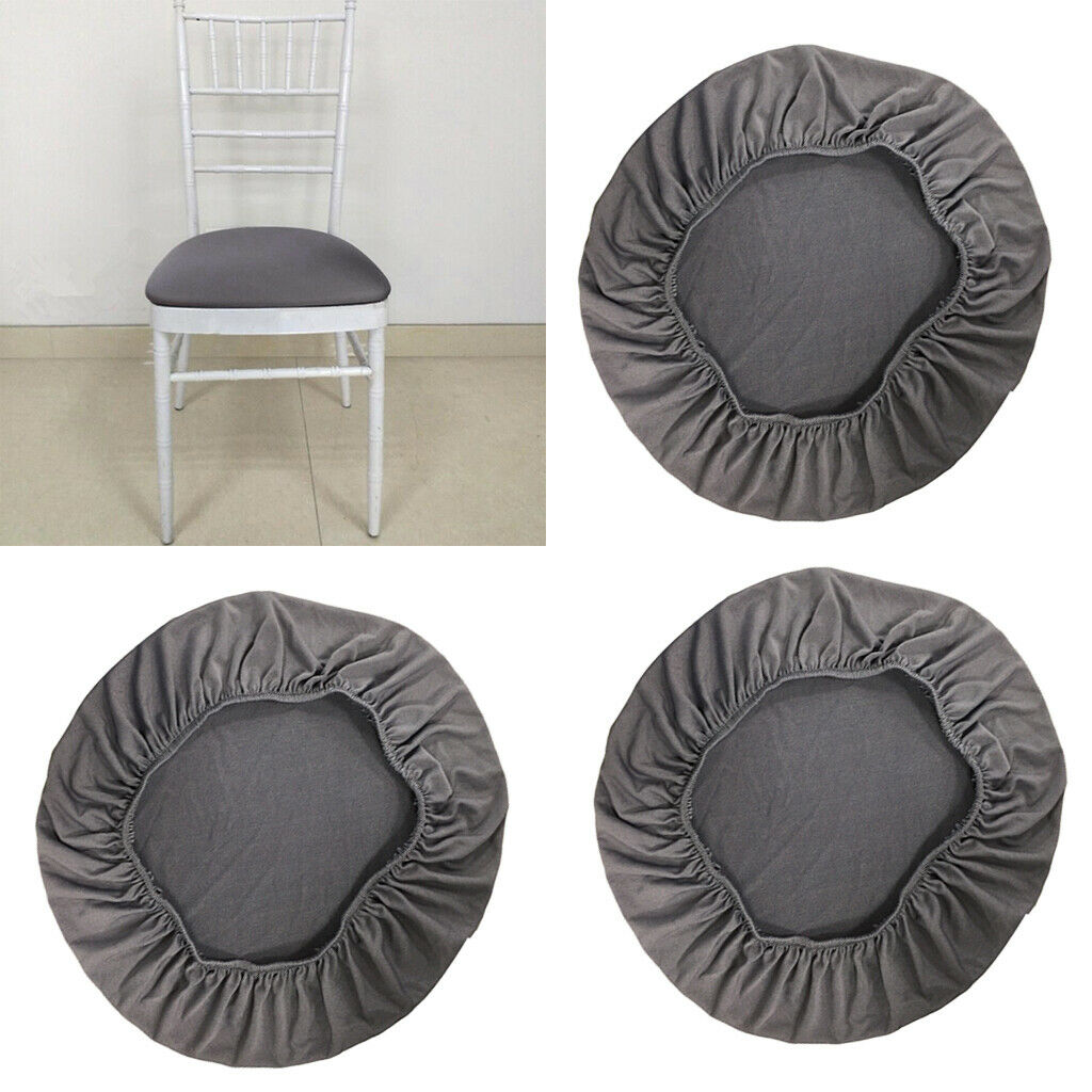 Set of 3 Comfort Wedding Banquet Dining Chair Seat Cover Machine Washable Gray