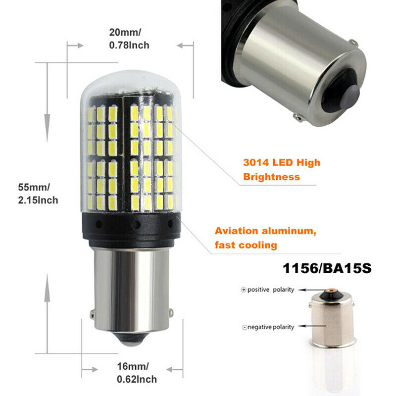 1x White 1156 7506 P21W BA15S LED 3014 144SMD Car Turn Signal Light BulbsY1