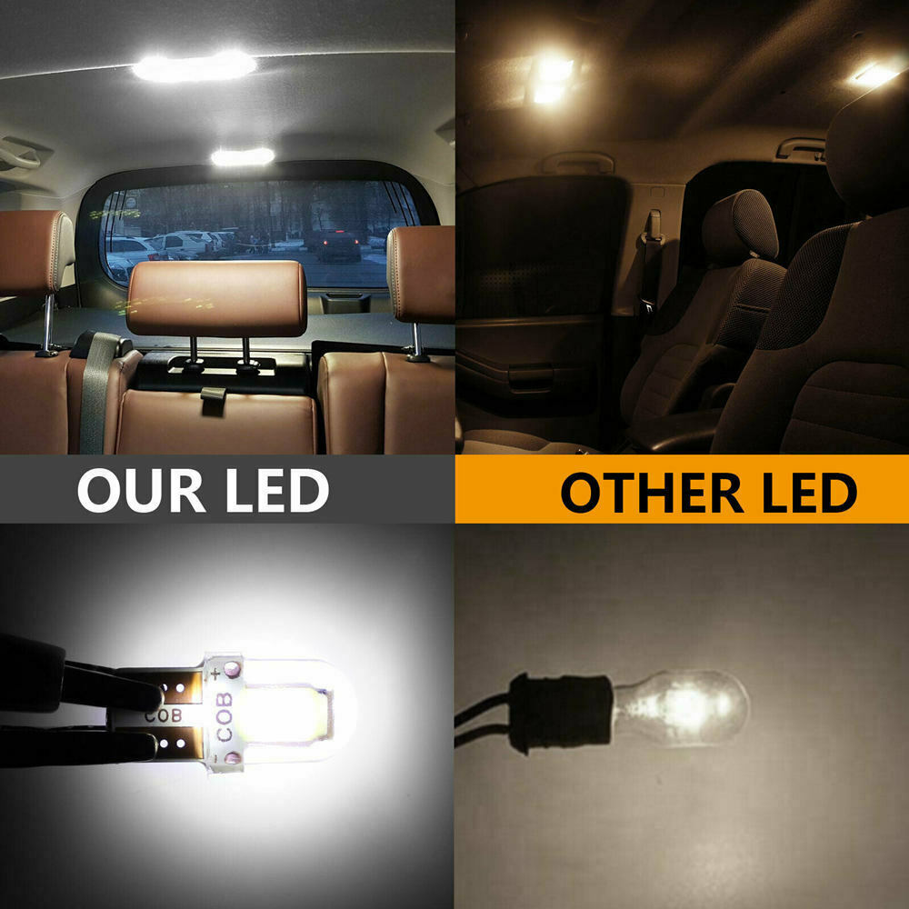 20x Super White T10 194 168 W5W COB LED Dome License Plate Interior Light Blubs