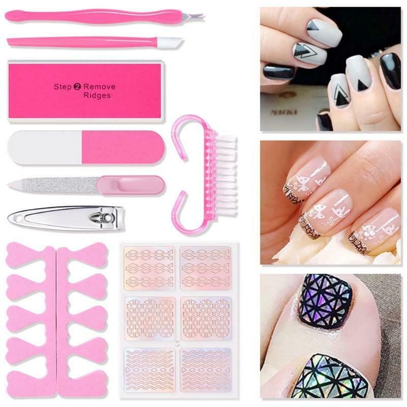 9pcs/Set Nails Accesories Tools Kit Clipper Nail Cutter File Buffer Cuticle