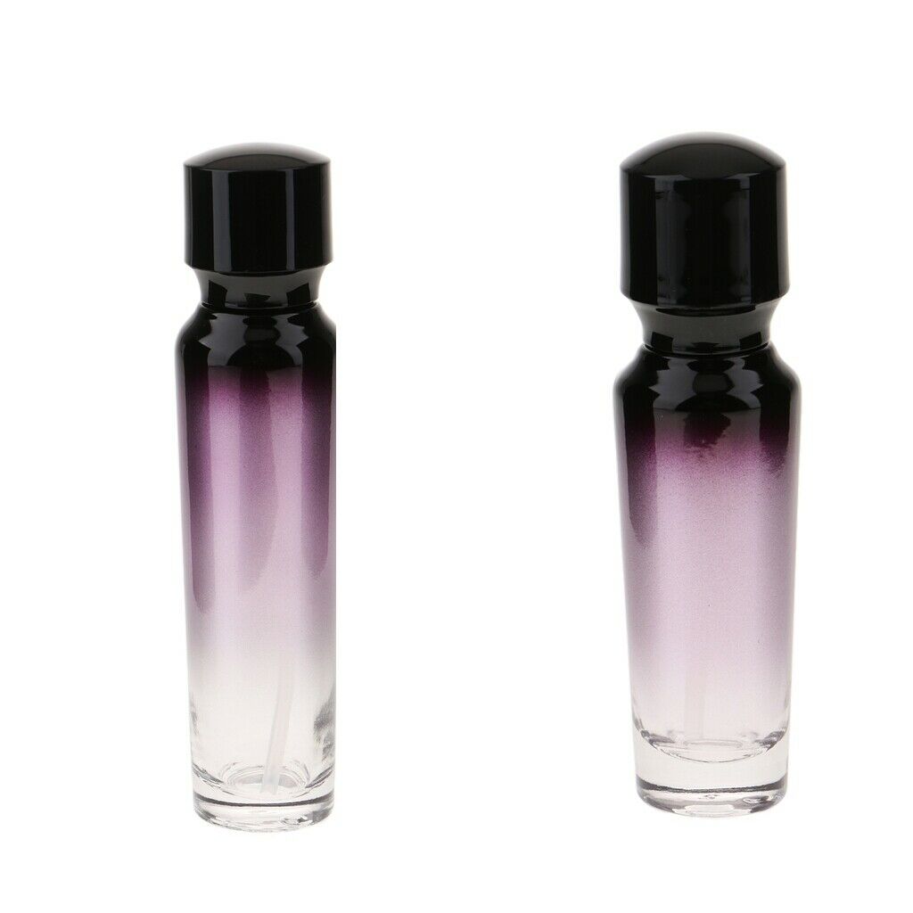 2pcs Travel Empty Glass Pump Spray Bottle Makeup Lotions Gel Serum Container